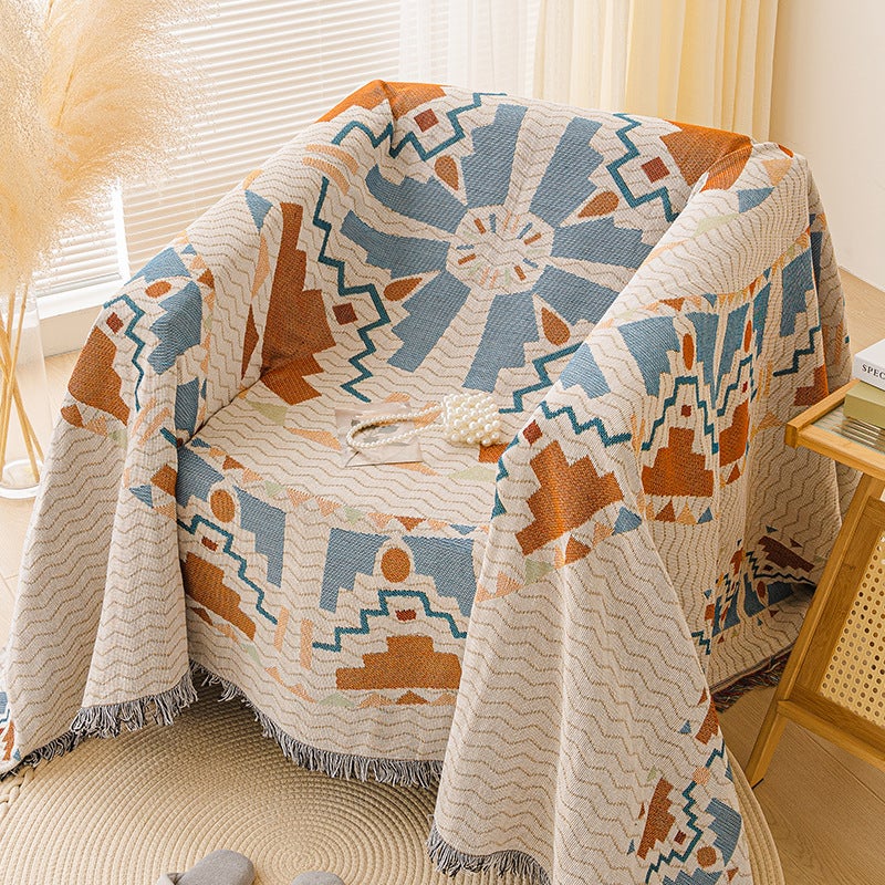 Ins Cream Style Single Sofa Towel Sofa Cover Cotton Thread Full Cover Straight Row Three-Person Non-Slip Sofa Cloth Cover Blanket - Image 1